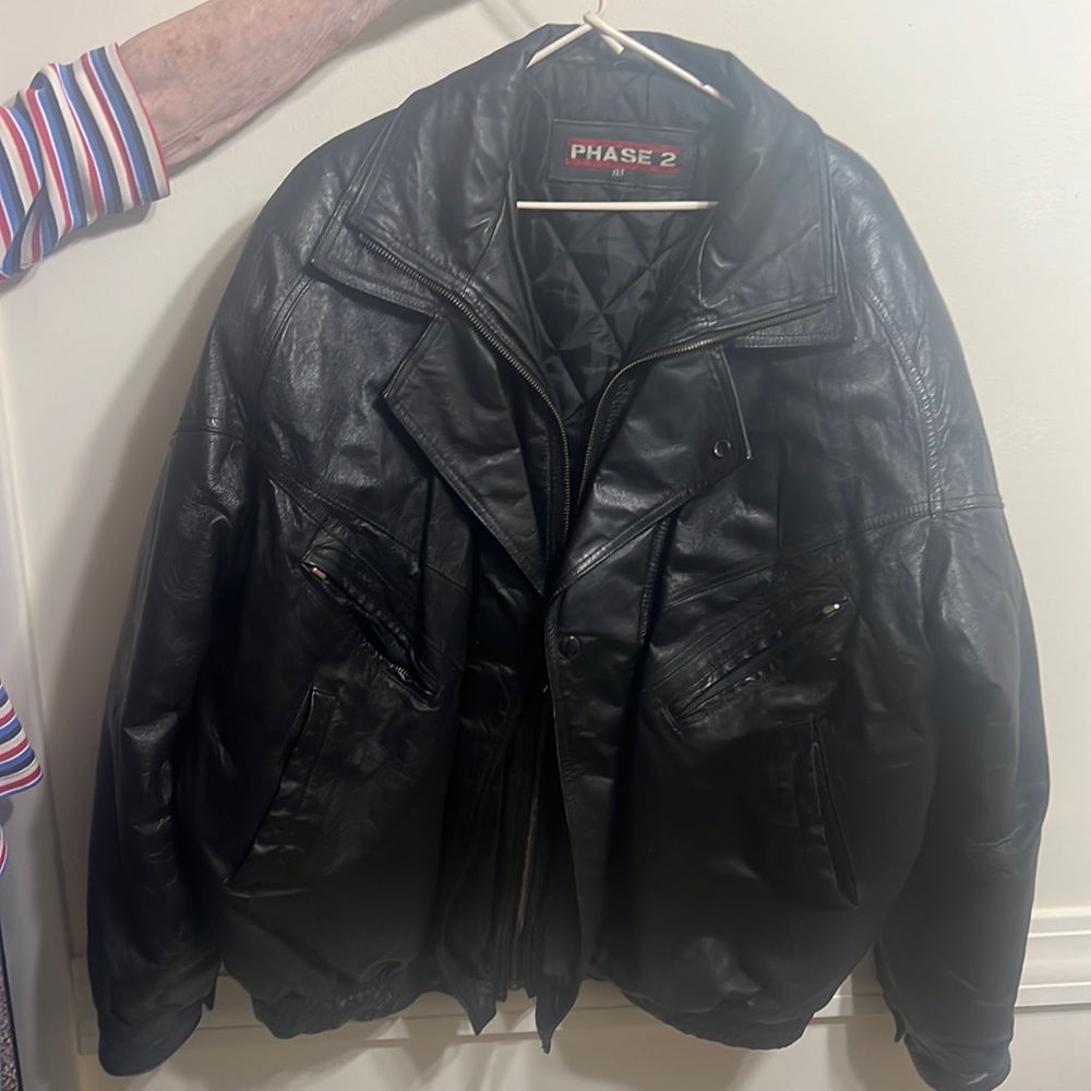 Black leather coat